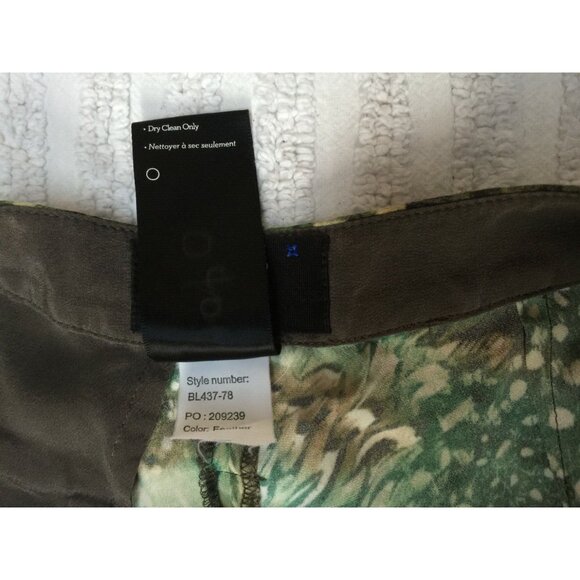 Paige Mid-Rise Women's Size 4 Brown Green Silk Animal Print Straight Leg Pants - Picture 5 of 10